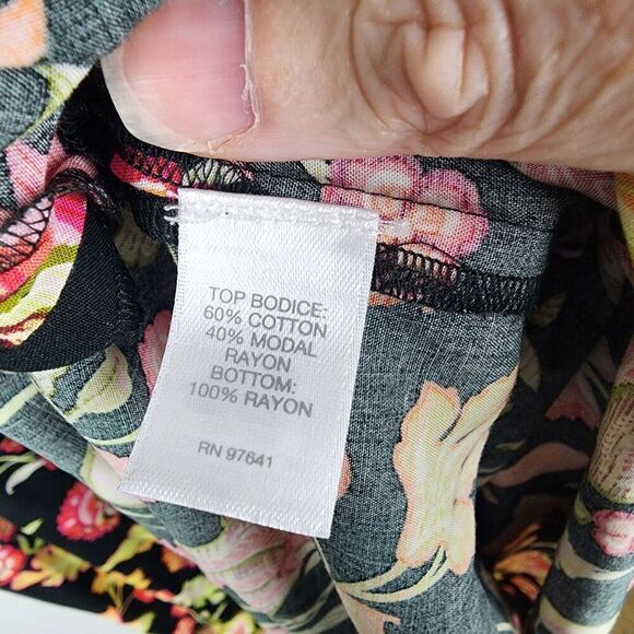 J Jill Dress Womens Medium Black Floral Maxi Capsule Cottage Coastal Casual - Picture 5 of 7